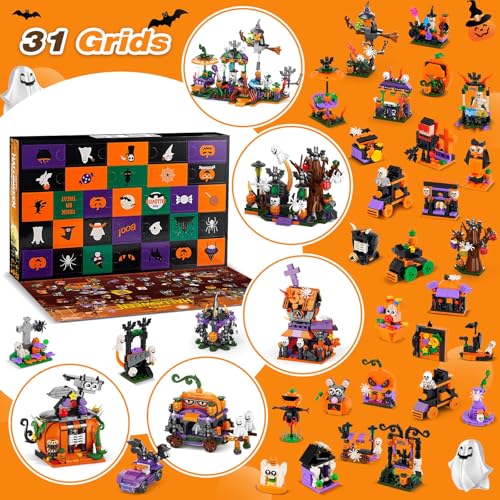 Rohxizw Halloween Advent Calendar 2026 - 31 Days Countdown Spooky Haunted House Building Blocks - CT-Halloween