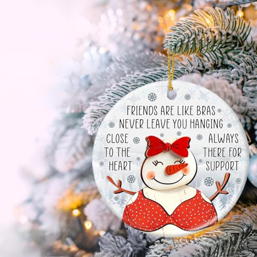 Friendship Christmas Ornaments 2025, Funny Friends Gifts for Hanging Christmas Decorations, Cute Friendship Ornaments for Women, Sisters, Double Sided Ceramic Ornament, Bestie Gifts
