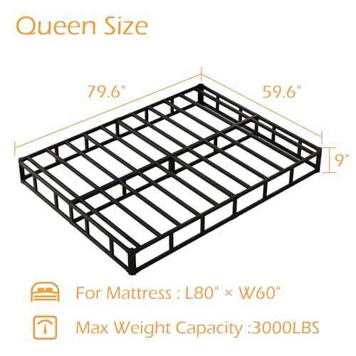 Maenizi 9 Inch Queen Box Spring Bed Base with Fabric Cover – Sturdy & Noise-Free