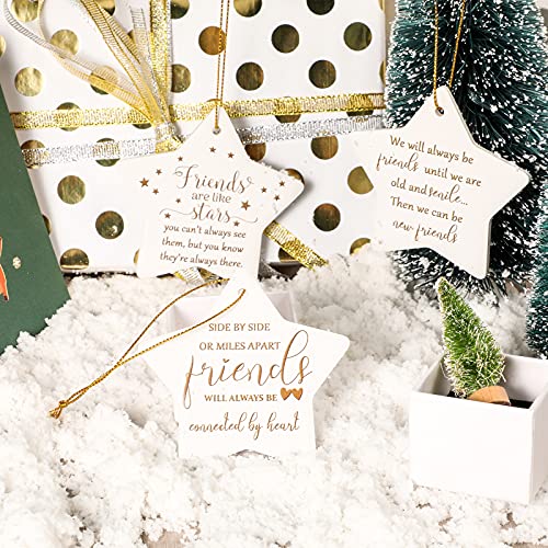 CHENGU 3 Pieces Christmas Ceramic Star Ornaments Friends Gift Holiday Decor