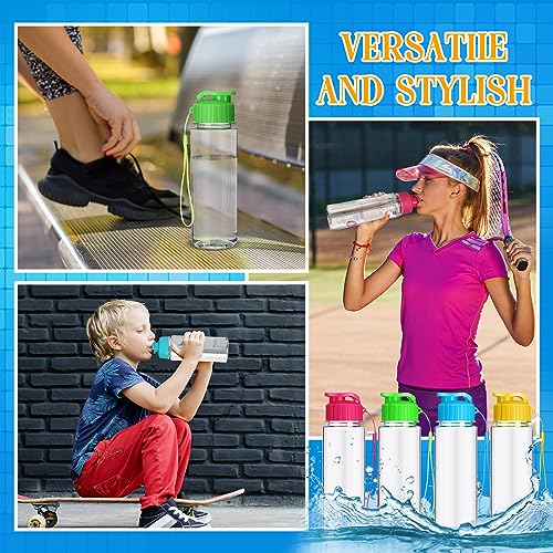 Colorful Plastic Water Bottles Bulk Set - 17 oz, 20 Pack, Leakproof Flip Top