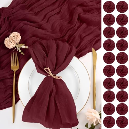 Lumaycens 60-Pack Burgundy Cloth Napkins 20x20 Inches Wedding Party Decor