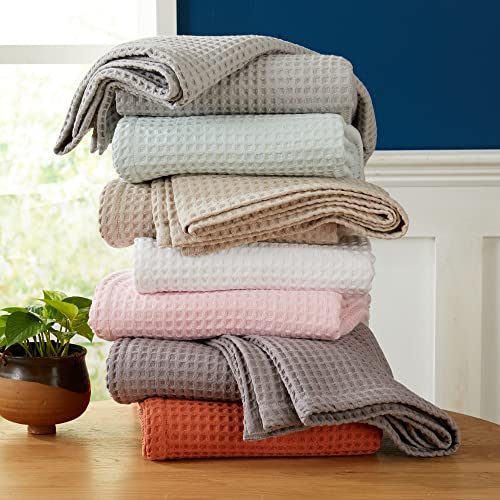 King Cotton Waffle Weave Bed Blanket - Breathable, Soft, Lightweight for All Seasons