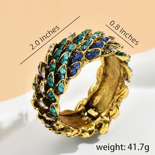 Joyindecor Jeweled Peacock Napkin Rings Set of 12 - Blue, Handcrafted Crystal Ring Holders