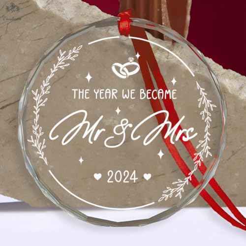 Wedding Gifts for Couple, Mr and Mrs Ornament 2024, Our First Christmas Married Ornament 2024, First Christmas Married Ornaments, 1st Christmas As Mr and Mrs, Newlywed Gifts for Couples 2024