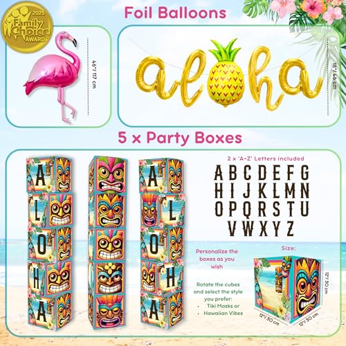 Luau Party Decorations Set - Hawaiian Birthday Party Kit with 180 Pieces - RainMeadow
