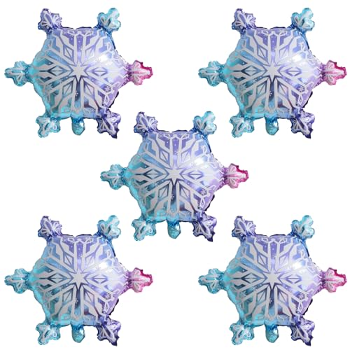WRBAJIS 5Pcs Colorful Snowflake Foil Balloons Set - 21.26x24.02in Winter Wonderland