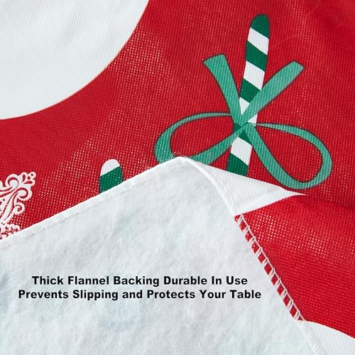 Newbridge 70 x 52 Inch Christmas Red Snowman Tablecloth with Flannel Backing