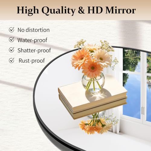 COFENY Black Arched Bathroom Mirror 48" x 24" Wall Mount for Vanity & Entryway