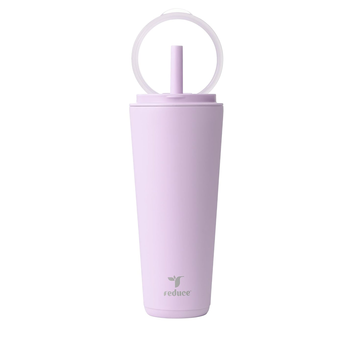 REDUCE Halo 32 oz Stainless Steel Vacuum Insulated Tumbler - Spill Proof Travel Mug with Flip Handle Lid - Keeps Drinks Cold for 32 Hrs - Dishwasher Safe - Cupholder Friendly - Lilac Bud