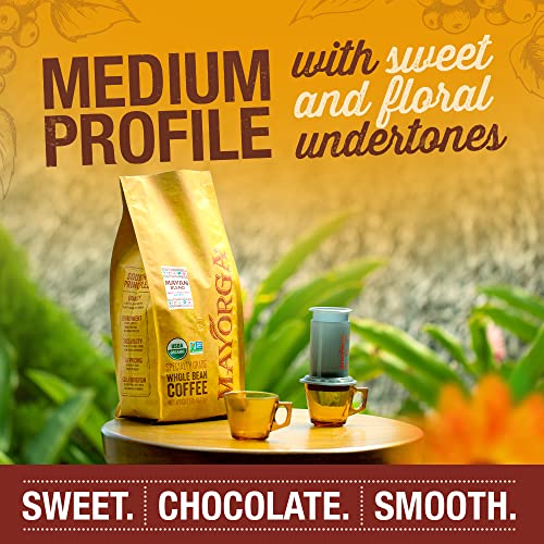 Organic Mayan Blend Coffee 80oz - Medium Roast Whole Bean Arabica, Low Acidity