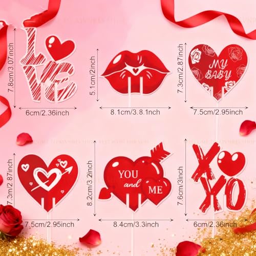 24Pcs Valentine's Day Wine Glass Markers Heart & Lip Shapes Drink Charms