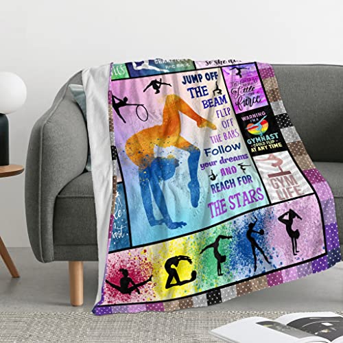 Gymnastics Gifts Blanket 50"x40", Gymnastic Gift for Girls, Gym Room Decor, Gym Party Present Decorations, Birthday Christmas Party Gift Ideas for Teens Kids Daughter Granddaughter
