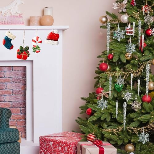 36PCS Crystal Snowflake & Icicle Christmas Ornaments Set - Holiday Decor