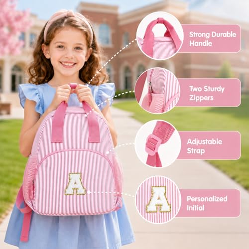YOOLIFE Toddler Backpack for Girls - Purple L, Personalized Initial, Kids Gift