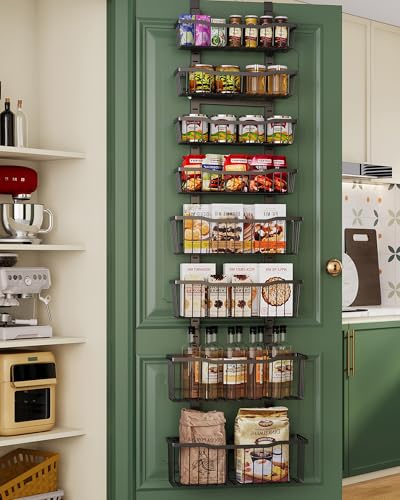Eastherry Black 8-Tier Over The Door Pantry Organizer with Adjustable Baskets