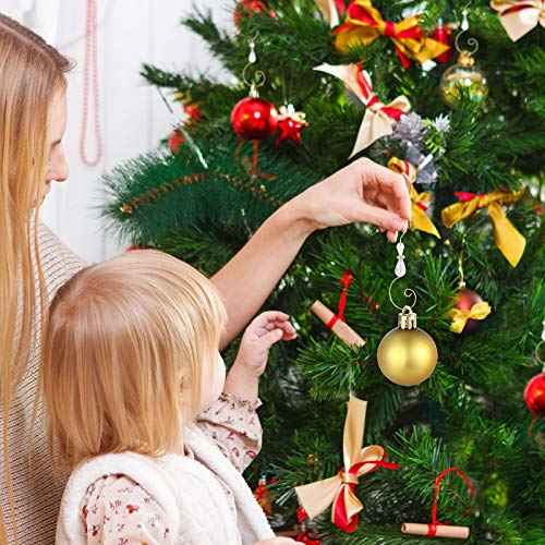 Ripeng Hook Ornament Acrylic Wire Hook Decoration for Tree Hanger, Home Decor, 4 Styles(Gold Hook, Transparent Bead,36 Pieces)