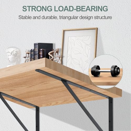 12 Pack Heavy Duty Black Shelf Brackets 20"x12" with Screws - Support Up to 180lb