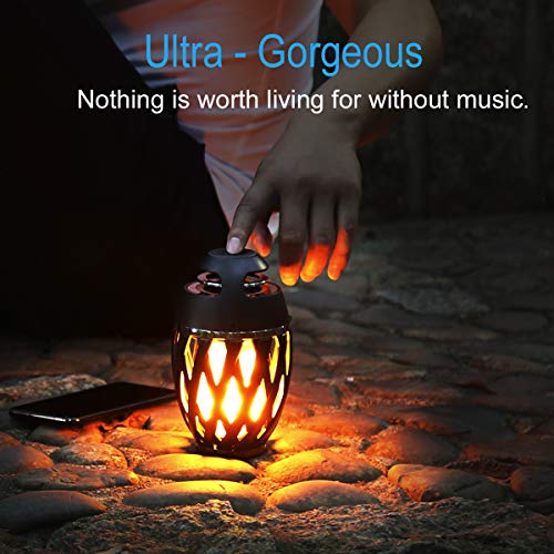 LED Flame Outdoor Table Lamp with Bluetooth Speaker, Rechargeable Ambience Lantern