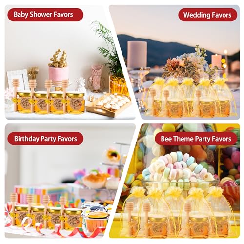 Golden Mini Glass Honey Jars Set with Dippers & Accessories - Party Favors