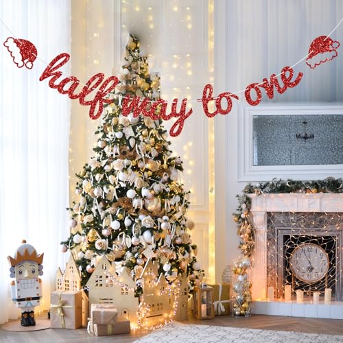 Half Birthday Banner for 6-Month Christmas Celebration Baby Milestone Decor