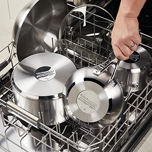 KitchenAid 71018 Stainless Steel Saucepan with Pour Spouts, 1 Quart - Brushed Stainless Steel