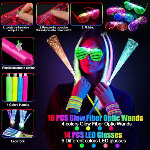 Glow in the Dark Party Supplies Set for Indoor Outdoor Events - Assorted