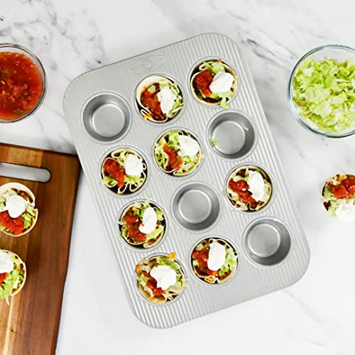 12-Cup Muffin Pan Set of 2 - Nonstick Aluminized Steel Bakeware, USA Pan
