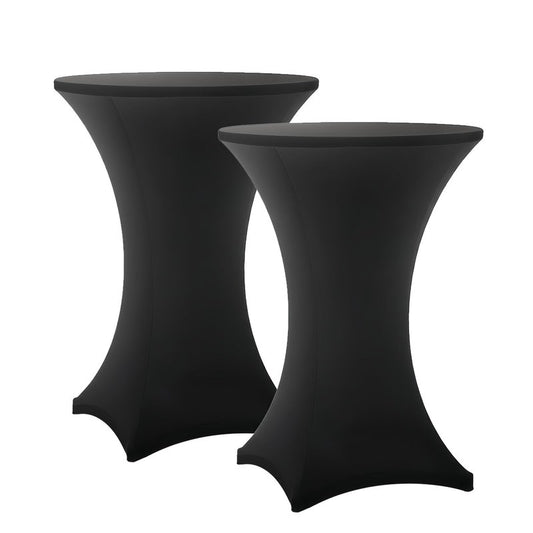 Lemict Cocktail Table Covers - 2 Pack 32x43 Inch Table Cloth - Black Fitted Stretch Spandex Round High Top Tablecloth for Party, Bar, Birthday, Pub, Banquet