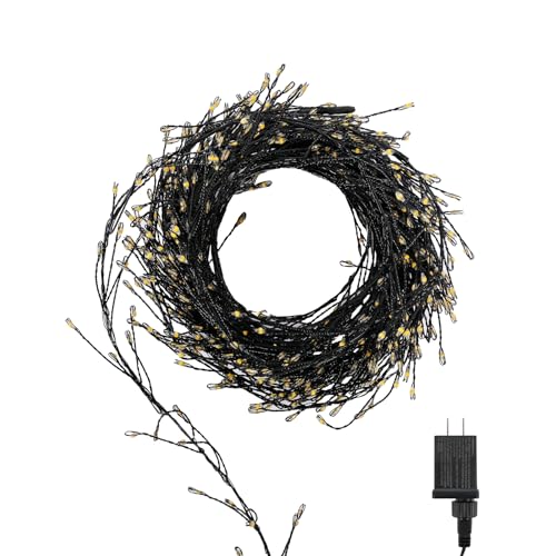 Black Plug-in 752 LED Cluster Fairy String Lights 30.7FT Warm White