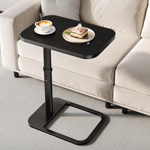 Branwick Black Adjustable Height TV Tray Table with Flip-Top Design