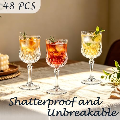 Transparent 48-Pack Plastic Wine Glasses 7oz for Wedding & Party Use