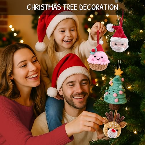 HOUSE CREATIVITY Christmas Tree & Cupcake Crochet Kit for Beginners with Video Tutorial
