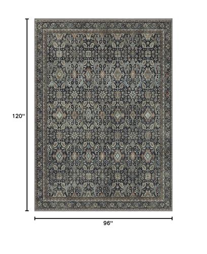Black 8x10 Washable Area Rug for Living Room, Vintage Boho Non-Slip