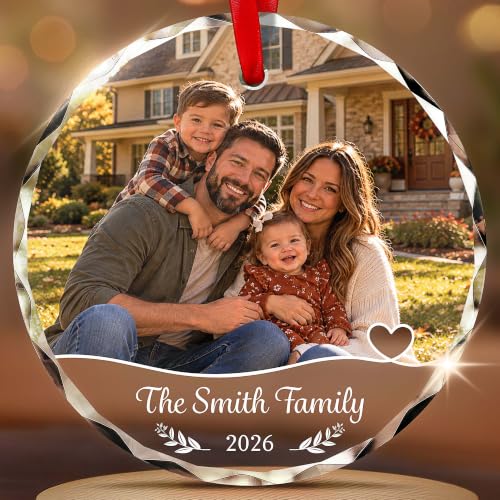 Personalized Christmas Ornament 2026 – Crystal Glass Photo Ornament, Soul Décor