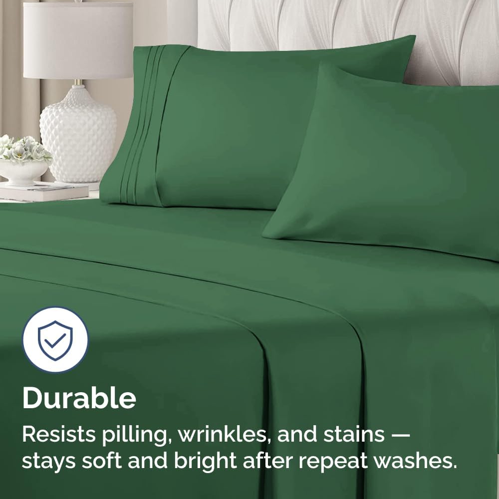 King Standard Pillow Cases - Soft Hotel Quality Covers | Comfy Machine Washable 4-Piece Set - Emerald Green