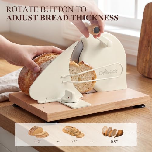 Manual Bread Slicer for Homemade Bread - Cream, Adjustable Thickness, Stable & Durable