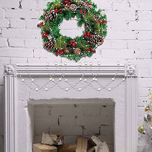 66 Ft Christmas Beads Garland Decoration Pearl Strands Chain for Christmas Tree Decoration Indoor Outdoor Home Mantle Fireplace Holiday Decor