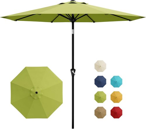 GarveeLife 9FT Outdoor Patio Umbrella - Waterproof UV Protection with Push Button Tilt & Crank | Fruit Green