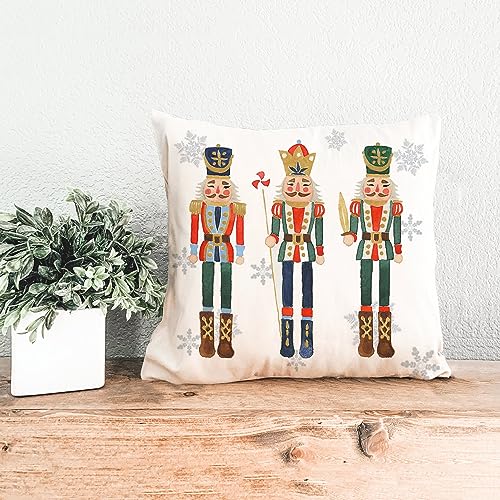 AOFANGGO Christmas Pillow Cover 18x18 inch Nutcracker Throw Pillow Holiday Decorations Cushion Cover for Bed Chair Sofa Couch