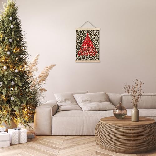 JINYO Christmas Wall Art Poster Six - Leopard Print Holiday Decor, 12x16 Inches