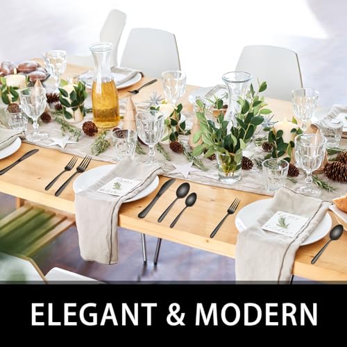 EWFEN Black Heavy Duty 49-Piece Silverware Set with Organizer for 8, Rust-Proof Stainless Steel Flatware