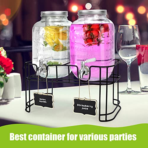 DD&HAPP 1 Gallon Double Glass Beverage Dispenser with Stand & Stainless Steel Spigot