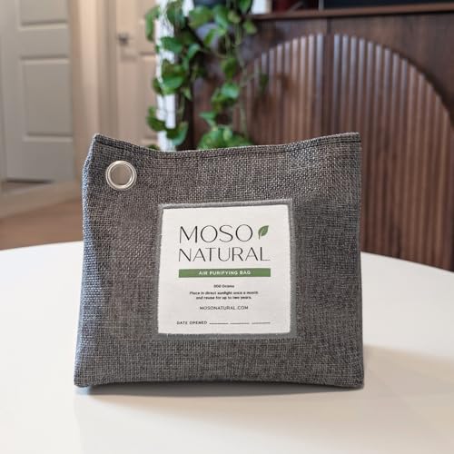 Moso Natural Air Purifying Bag 600g Pack of 3 - Bamboo Charcoal Odor Absorber for Large Spaces