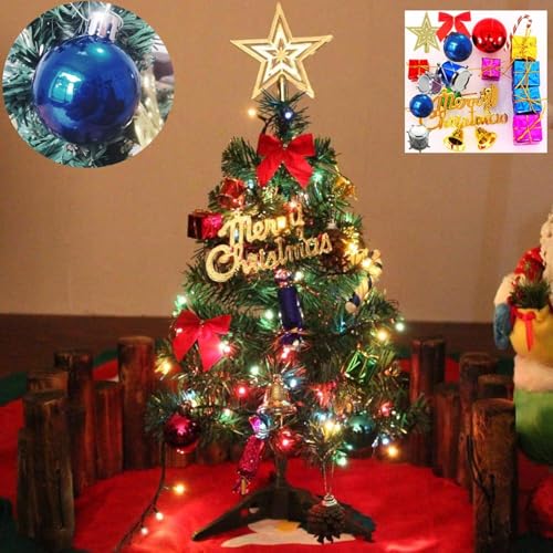 Ruizedidi Green 24-Inch Artificial Mini Christmas Tree with LED Lights, Tabletop Decor