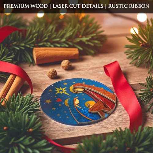 Nativity Christmas Layered 3D Ornament ? Religious Holy Family Ornament with Bethlehem Star, Christian Tree Decoration, Catholic Religious Gifts for Women Men, Christmas Ornaments 2025