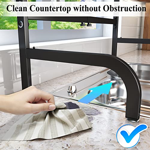 Over The Sink Dish Drying Rack Black - Adjustable 25.5-33.5 Inches, 2-Tier Kitchen Organizer
