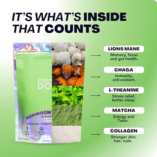 Ceremonial Grade Matcha Powder with Mushrooms & Collagen - Focus Energy Antioxidant Tea