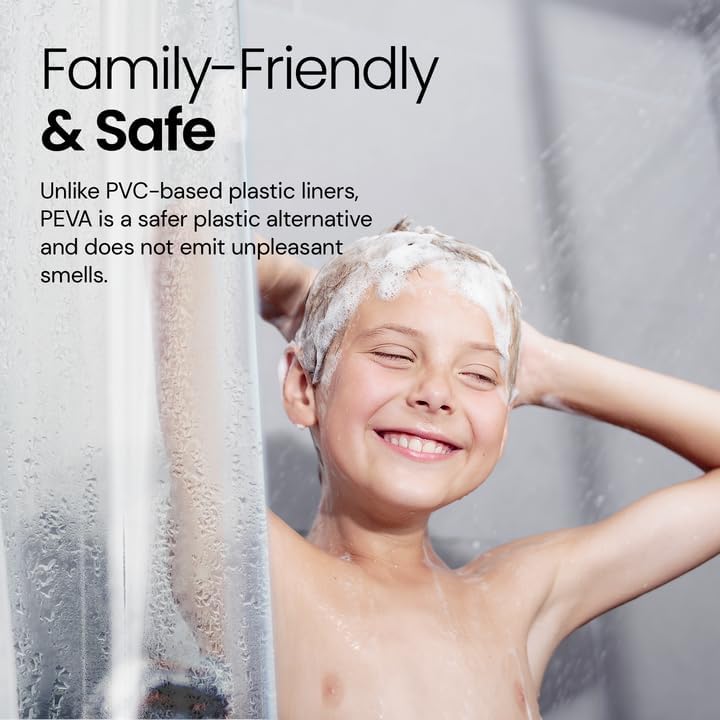 LiBa Bathroom Shower Curtain - Waterproof Plastic Shower Curtain Premium PEVA Non-Toxic with Rust Proof Grommets White 8G Bathroom Accessories 36x72
