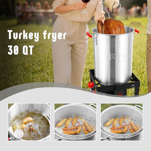 Feasto 30 Qt Turkey Fryer with Basket & 10 Qt Fish Fryer Kit - Outdoor Cooking Set